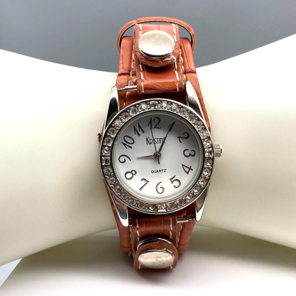 Kristine Watch on Strap Band Ladies Quartz Bling New Battery